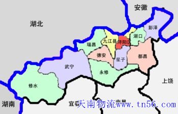 东莞到九江物流舆图